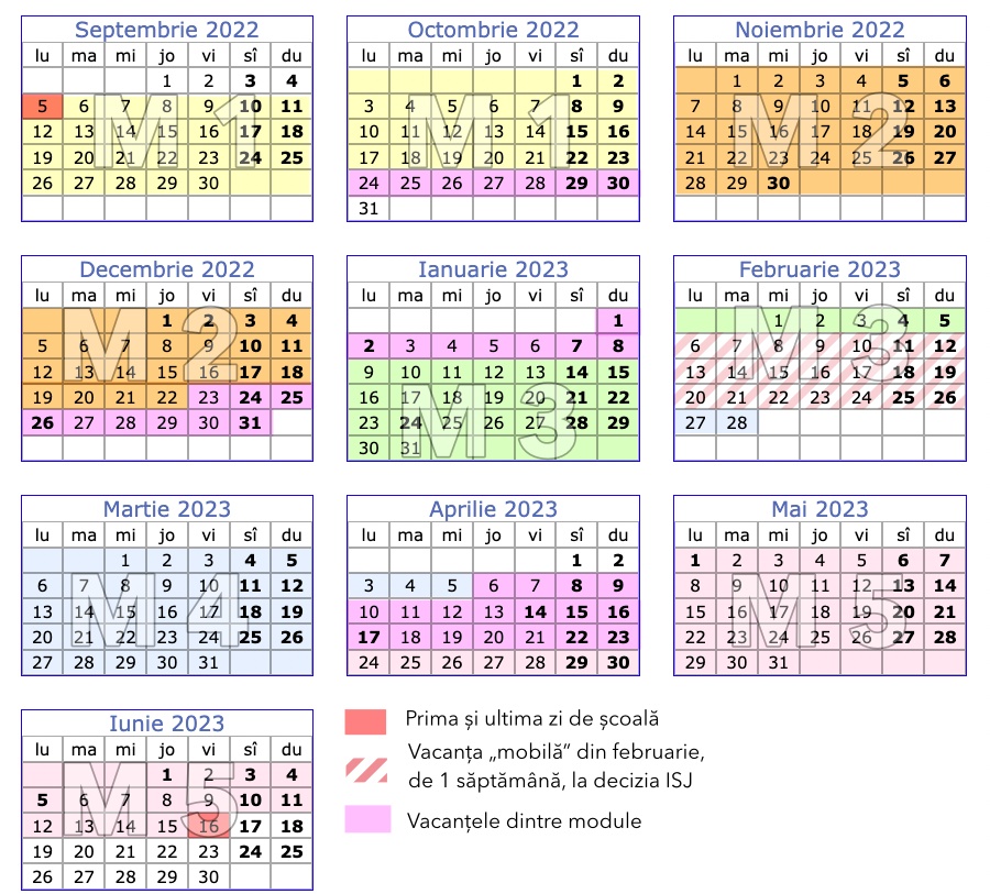 Calendarul anului scolar 2022 2023 propunere module
