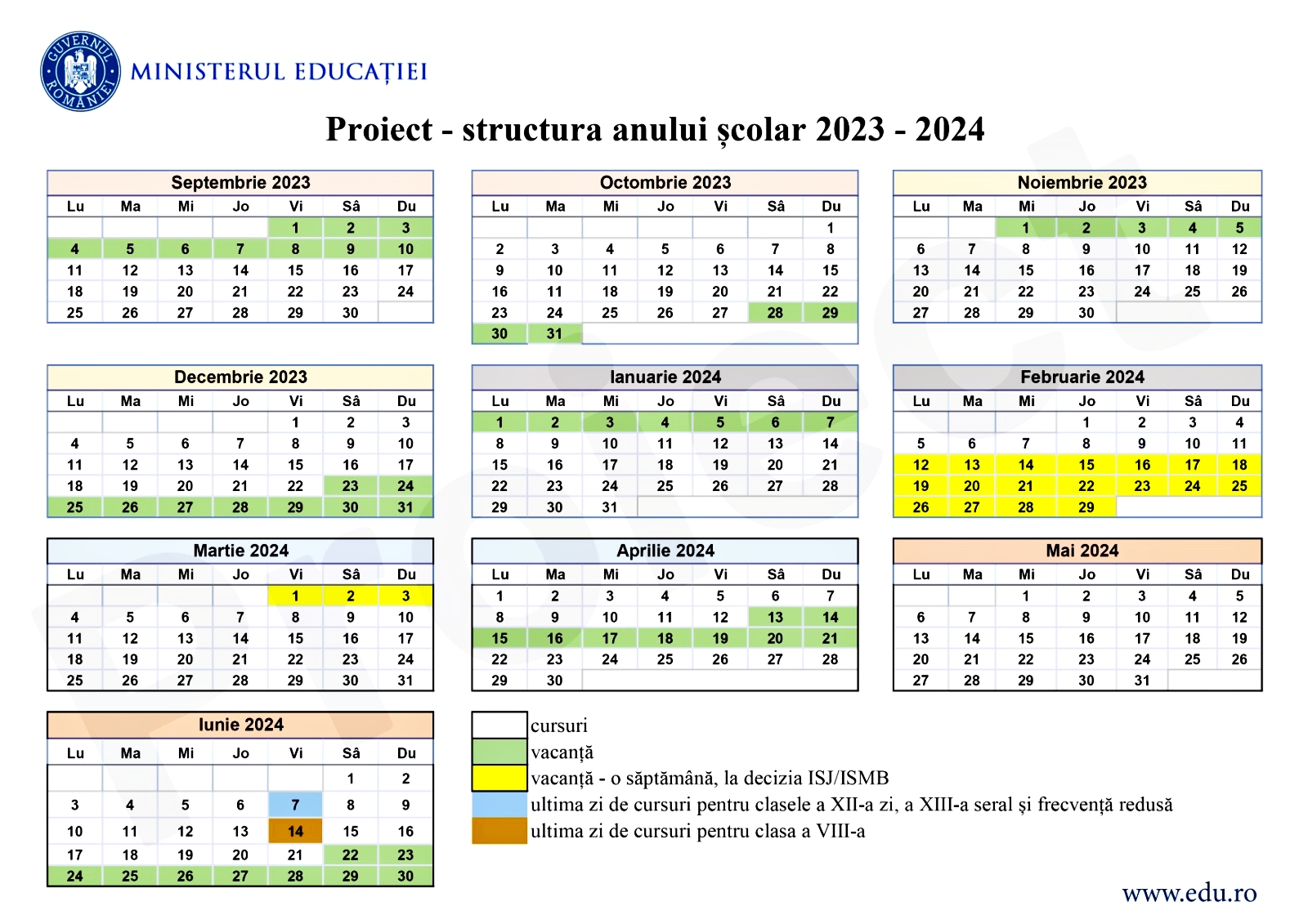 Proiect Calendar An Scolar 2023 2024 Ministerul Educatiei 