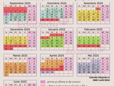Coderva Calendar UPDATE Calendarul anului școlar 2024-2025 pentru fiecare județ, în ...