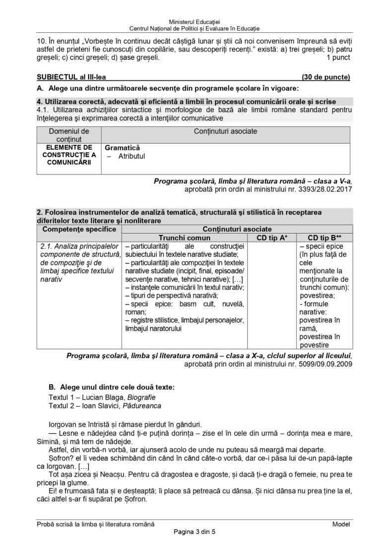 Modelele de subiecte pentru Definitivat 2025 publicate de Ministerul ...