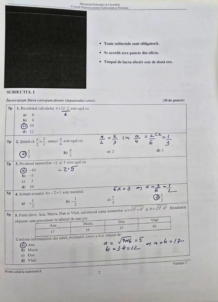Rezolvarea subiectelor la Evaluarea Națională 2025 – Matematică ...